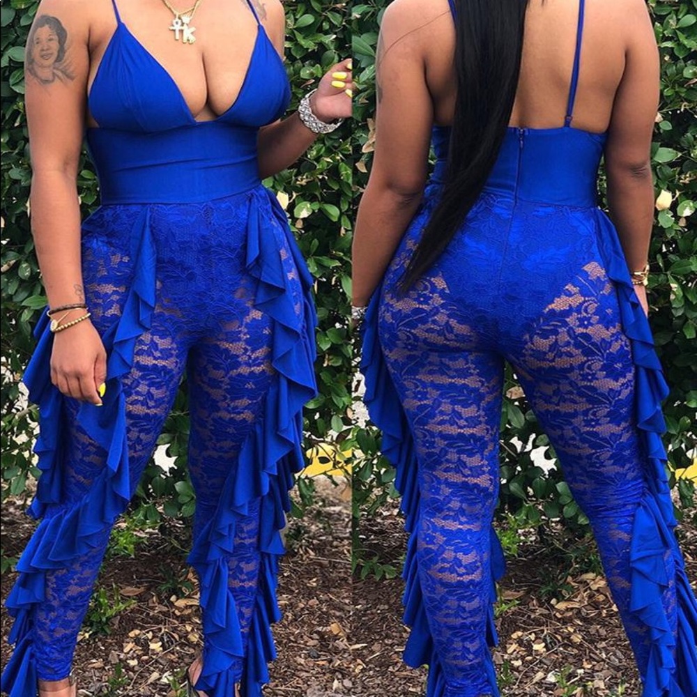Blue Lace Jumpsuit